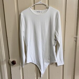 NWT Abercrombie White Long Sleeve Bodysuit XL